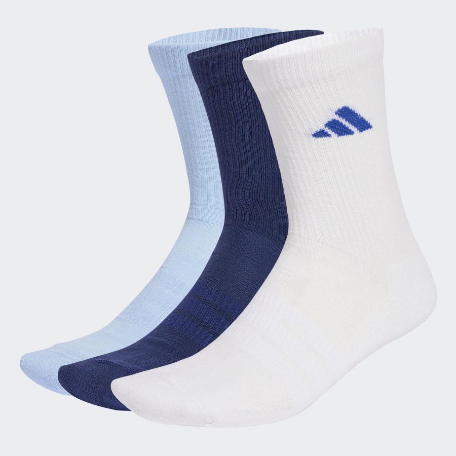 3er-Pack adidas Sport-Socken (halbhoch, gepolstert, blau/weiß, Größe 37-45) – Deal auf dealbunny.ch