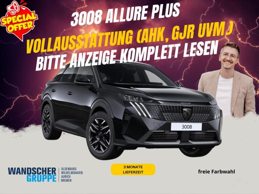 Peugeot 3008 MildHybrid Allure Plus inkl. GJR, AHK & Vollausstattung 🧡 (BESTELLFAHRZEUG) – Deal auf dealbunny.ch