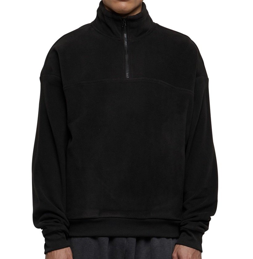Urban Classics Basic Polar Fleece Herren Troyer in Schwarz – Bild 2